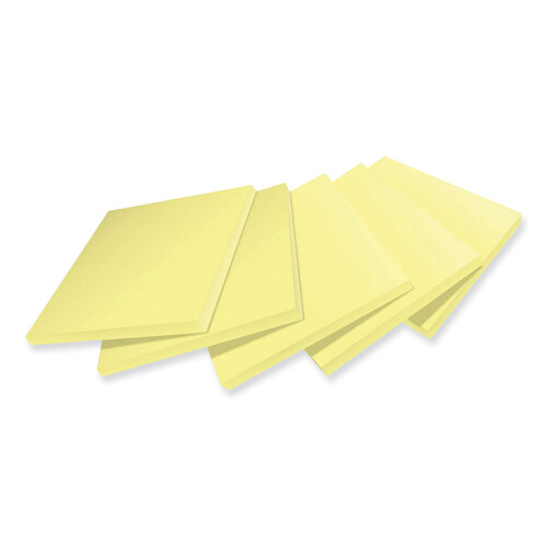 MMM654R5SSCY - 3M - 100% Recycled Paper Super Sticky Notes, 3&quot; x 3&quot;, Canary Yellow, 70 Sheets/Pad, 5 Pads/Pack