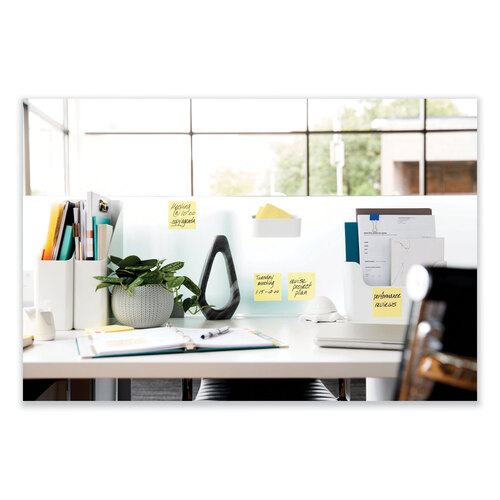 MMM654R5SSCY - 3M - 100% Recycled Paper Super Sticky Notes, 3&quot; x 3&quot;, Canary Yellow, 70 Sheets/Pad, 5 Pads/Pack