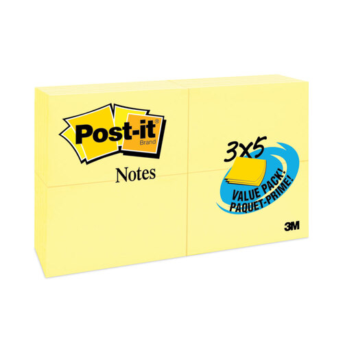 MMM65524VAD - 3M - Original Pads in Canary Yellow, Value Pack, 3&quot; x 5&quot;, 100 Sheets/Pad, 24 Pads/Pack