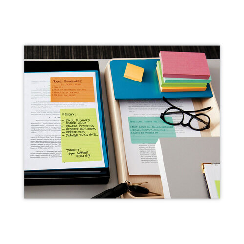MMM6603AU - 3M - Original Pads in Floral Fantasy Collection Colors, Note Ruled, 4&quot; x 6&quot;, 100 Sheets/Pad, 3 Pads/Pack
