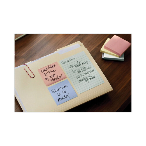 MMM6605PKAST - 3M - Original Pads in Beachside Cafe Collection Colors, Note Ruled, 4&quot; x 6&quot;, 100 Sheets/Pad, 5 Pads/Pack
