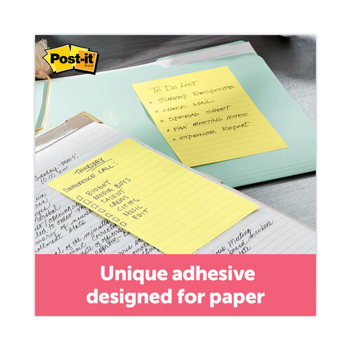 MMM6605SSCY - 3M - Pads in Canary Yellow, Note Ruled, 4&quot; x 6&quot;, 90 Sheets/Pad, 5 Pads/Pack