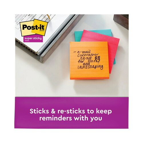 MMM6756SSMIA - 3M - Pads in Supernova Neon Collection Colors, Note Ruled, 4&quot; x 4&quot;, 90 Sheets/Pad, 6 Pads/Pack