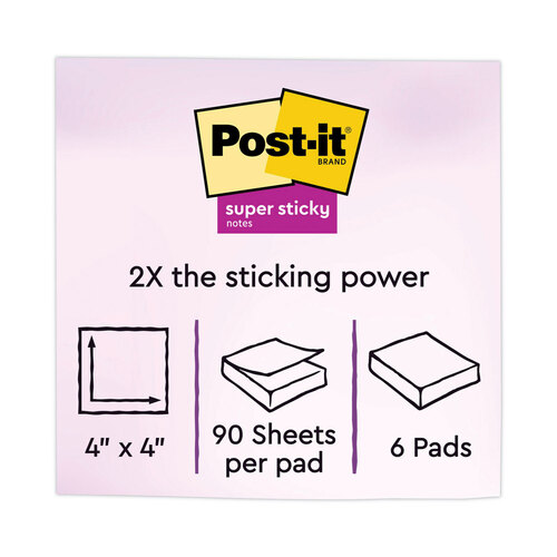 MMM6756SSUC - 3M - Pads in Energy Boost Collection Colors, Note Ruled, 4&quot; x 4&quot;, 90 Sheets/Pad, 6 Pads/Pack