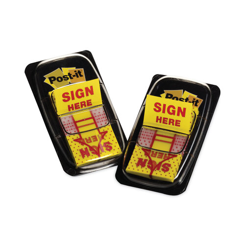 MMM680SH2 - 3M - Arrow Message 1&quot; Page Flags, &quot;Sign Here&quot;, Yellow, 50 Flags/Dispenser, 2 Dispensers/Pack