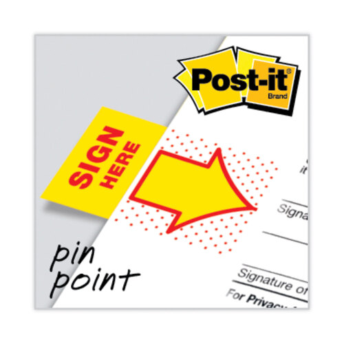 MMM680SH2 - 3M - Arrow Message 1&quot; Page Flags, &quot;Sign Here&quot;, Yellow, 50 Flags/Dispenser, 2 Dispensers/Pack