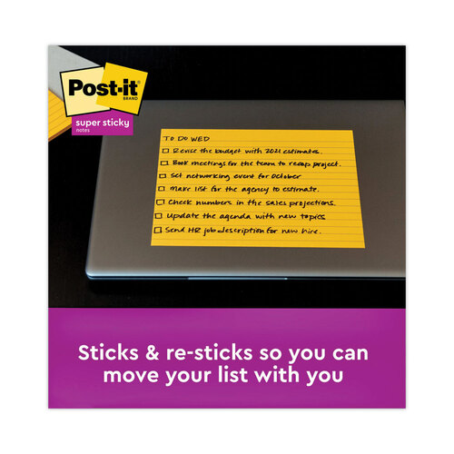 MMM6845SSPL - 3M - Meeting Notes in Energy Boost Collection Colors, Note Ruled, 8&quot; x 6&quot;, 45 Sheets/Pad, 4 Pads/Pack