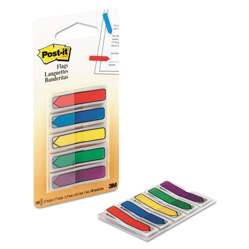MMM684ARR1 - 3M - Arrow 0.5&quot; Page Flags, Blue/Green/Purple/Red/Yellow, 20/Color, 100/Pack