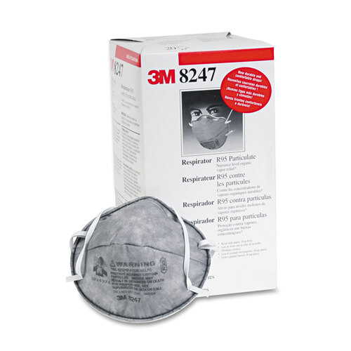 MMM8247 - 3M - R95 Particulate Respirator w/Nuisance-Level Organic Vapor Relief, One Size Fits All, 20/Box