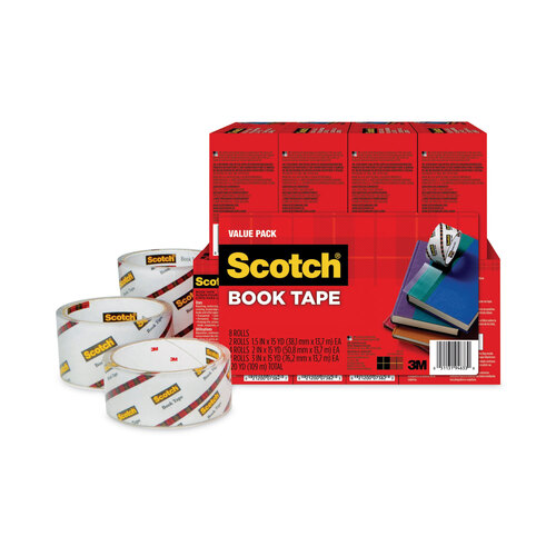 3M Scotch Transparent Book Tape - 15 yd (13.7 m) Length x 2 (50.8 mm)  Width - 3 Core - 1 Each - Clear - Mills