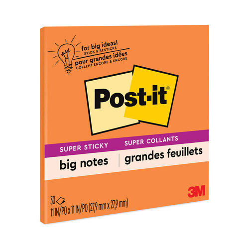 MMMBN11O - 3M - Big Notes, Unruled, 11 x 11, Orange, 30 Sheets