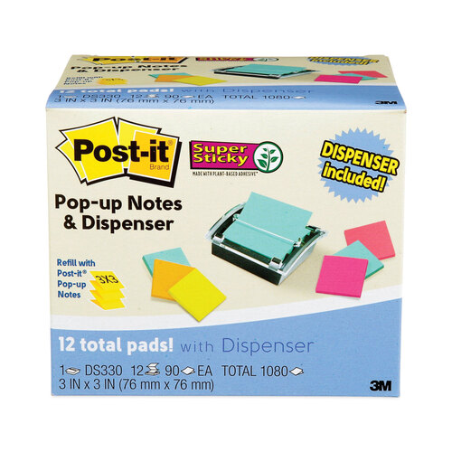 MMMDS330SSVA - 3M - Pop-up Dispenser Value Pack, For 3 x 3 Pads, Black/Clear, Includes (12) Marrakesh Rio de Janeiro Super Sticky Pop-up Pad
