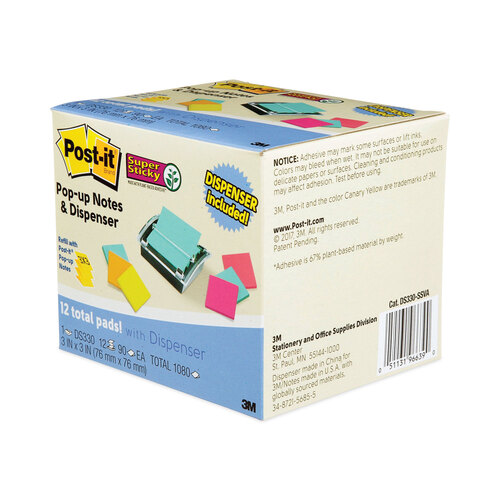 MMMDS330SSVA - 3M - Pop-up Dispenser Value Pack, For 3 x 3 Pads, Black/Clear, Includes (12) Marrakesh Rio de Janeiro Super Sticky Pop-up Pad
