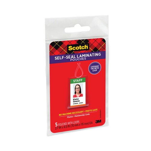 MMMLS8535G - 3M - Self-Sealing Laminating Pouches, 12.5 mil, 2.81&quot; x 4.5&quot;, Gloss Clear, 5/Pack