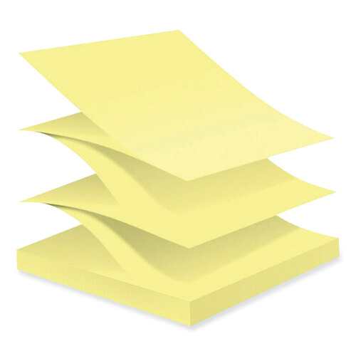 MMMR330R6SSCY - 3M - 100% Recycled Paper Super Sticky Notes, 3&quot; x 3&quot;, Canary Yellow, 70 Sheets/Pad, 6 Pads/Pack