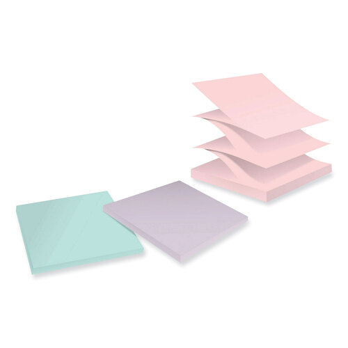 MMMR330R6SSNRP - 3M - 100% Recycled Paper Super Sticky Notes, 3&quot; x 3&quot;, Wanderlust Pastels, 70 Sheets/Pad, 6 Pads/Pack