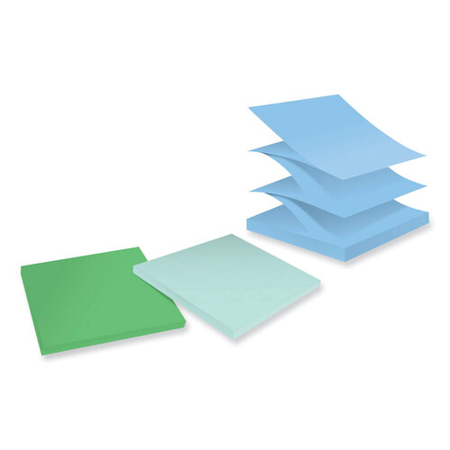 MMMR330R6SST - 3M - 100% Recycled Paper Super Sticky Notes, 3&quot; x 3&quot;, Oasis, 70 Sheets/Pad, 6 Pads/Pack