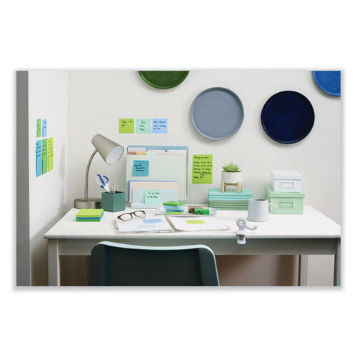 MMMR330R6SST - 3M - 100% Recycled Paper Super Sticky Notes, 3&quot; x 3&quot;, Oasis, 70 Sheets/Pad, 6 Pads/Pack