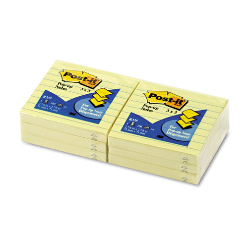 MMMR335YW - 3M - Original Canary Yellow Pop-up Refill, Note Ruled, 3&quot; x 3&quot;, Canary Yellow, 100 Sheets/Pad, 6 Pads/Pack