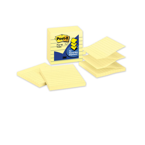 MMMR335YW - 3M - Original Canary Yellow Pop-up Refill, Note Ruled, 3&quot; x 3&quot;, Canary Yellow, 100 Sheets/Pad, 6 Pads/Pack