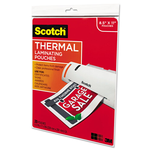 MMMTP385420 - 3M - Laminating Pouches, 3 mil, 9&quot; x 11.5&quot;, Gloss Clear, 20/Pack