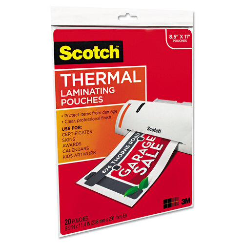 MMMTP385420 - 3M - Laminating Pouches, 3 mil, 9&quot; x 11.5&quot;, Gloss Clear, 20/Pack