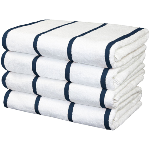 Monarch Brands Las Rayas Horizontal Stripe Pool Towels Navy 4 PK