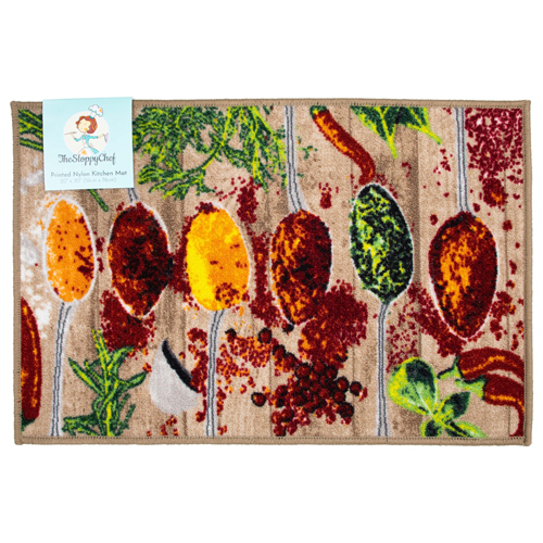 MNBPNP-KTC-20X30-SPI - Monarch Brands - Monarch Brands Sloppy Chef Printed Kitchen Area Rug, 20x30, Non-Skid Latex Backing, Spices Design