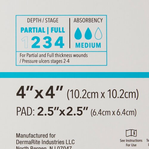 MON1003181EA - Dermarite - Dermarite Thin Silicone Foam Dressing ComfortFoam Border Lite 4 x 4&quot; Square Silicone Adhesive with Border Sterile, 1/EA