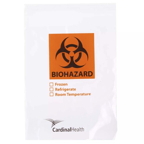 MON1012993CS - Cardinal - Cardinal Specimen Transport Bag with Document Pouch 6 X 9 Inch Zip Closure Biohazard Symbol / Storage Instructions / Instructions for Use NonSterile
