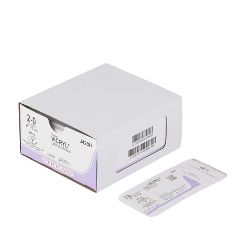 MON1015171BX - J & J Healthcare Systems - Absorbable Suture with Needle Coated Vicryl&trade; Polyglactin 910 PS-2 3/8 Circle Precision Reverse Cutting Needle Size 2 - 0 Braided