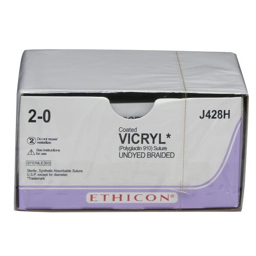 MON1015171BX - J & J Healthcare Systems - Absorbable Suture with Needle Coated Vicryl&trade; Polyglactin 910 PS-2 3/8 Circle Precision Reverse Cutting Needle Size 2 - 0 Braided