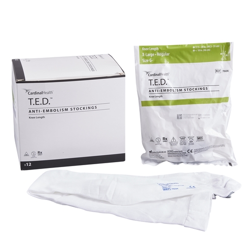 T.E.D. Anti-embolism Stockings T.E.D. Knee-high XL, Regular White  Inspection Toe - Cardinal Health 7604 CT - Betty Mills