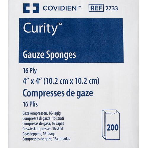 MON10287CS - Medtronic - Medtronic Sponge Dressing Curity Cotton 16-Ply 4" x 4" Square, 2000 EA/CS