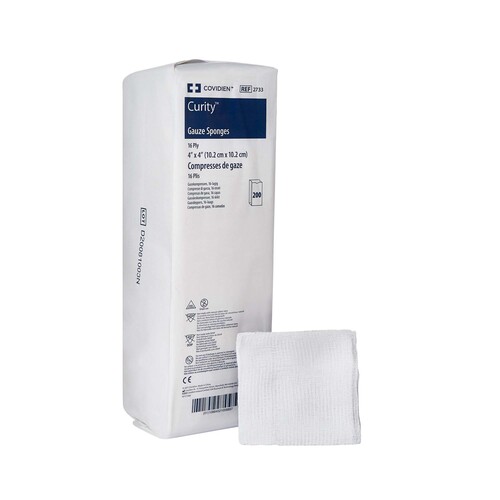 MON10287CS - Medtronic - Medtronic Sponge Dressing Curity Cotton 16-Ply 4" x 4" Square, 2000 EA/CS