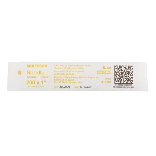 MON1031790CS - McKesson - McKesson Hypodermic Needle Without Safety 20 Gauge 1 Inch, 100/BX, 10BX/CS