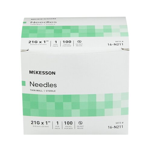 MON1031791CS - McKesson - McKesson Hypodermic Needle Without Safety 21 Gauge 1 Inch, 100/BX, 10BX/CS