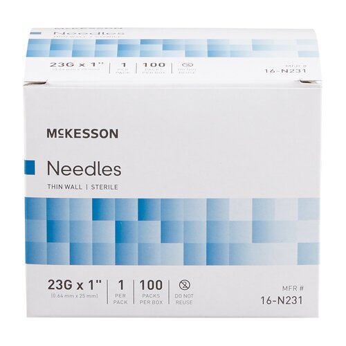 MON1031794CS - McKesson - McKesson Hypodermic Needle Without Safety 23 Gauge 1 Inch, 100/BX, 10BX/CS