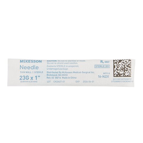 MON1031794CS - McKesson - McKesson Hypodermic Needle Without Safety 23 Gauge 1 Inch, 100/BX, 10BX/CS