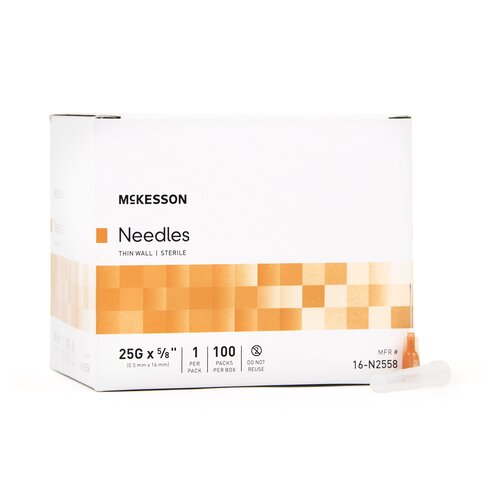 McKesson Hypodermic Needle Without Safety 25 Gauge 5/8 Inch Length