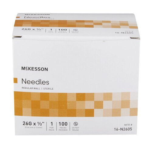 MON1031798CS - McKesson - McKesson Hypodermic Needle Without Safety 26 Gauge 1/2 Inch Length, 100/BX, 10BX/CS