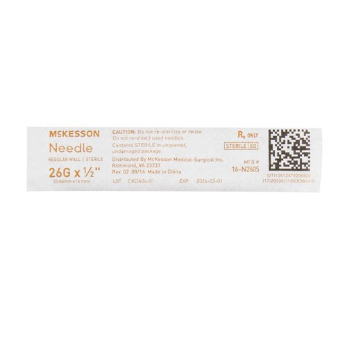MON1031798CS - McKesson - McKesson Hypodermic Needle Without Safety 26 Gauge 1/2 Inch Length, 100/BX, 10BX/CS