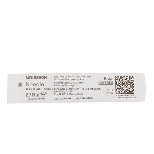 MON1031799CS - McKesson - McKesson Hypodermic Needle Without Safety 27 Gauge 1/2 Inch Length, 100/BX, 10BX/CS