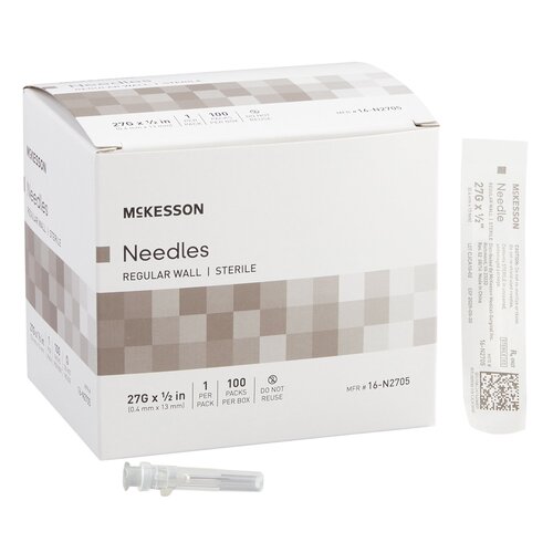 MON1031799CS - McKesson - McKesson Hypodermic Needle Without Safety 27 Gauge 1/2 Inch Length, 100/BX, 10BX/CS