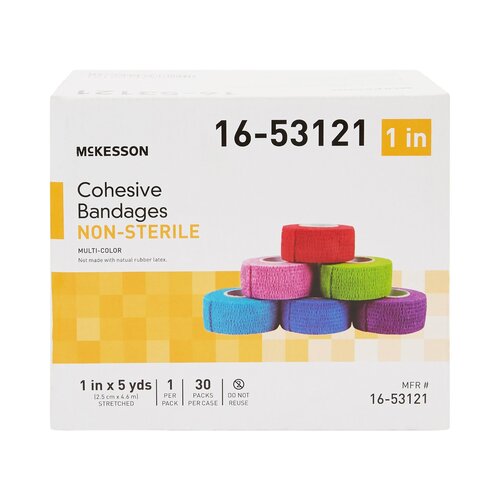 MON1032956EA - McKesson - McKesson Compression Bandage Elastic with Cohesive 1 Inch X 5 Yard Non Sterile