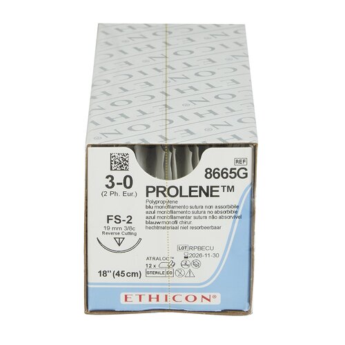 MON1034518BX - McKesson - Suture with Needle Nonabsorbable Uncoated Blue Suture Monofilament Polypropylene Suture Size 3 - 0 18 Inch Suture 1-Needle 19 mm Length 3/8 Circle Reverse Cutting Needle, 1/BX