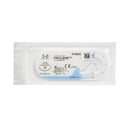 MON1034518BX - McKesson - Suture with Needle Nonabsorbable Uncoated Blue Suture Monofilament Polypropylene Suture Size 3 - 0 18 Inch Suture 1-Needle 19 mm Length 3/8 Circle Reverse Cutting Needle, 1/BX