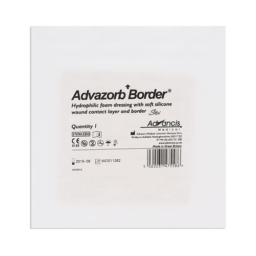 MON1034600BX - Dukal - Silicone Foam Dressing Advazorb Border&reg; 6 x 6" Square Silicone Adhesive with Border Sterile, 10/BX