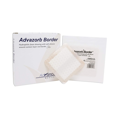 MON1034600BX - Dukal - Silicone Foam Dressing Advazorb Border&reg; 6 x 6" Square Silicone Adhesive with Border Sterile, 10/BX