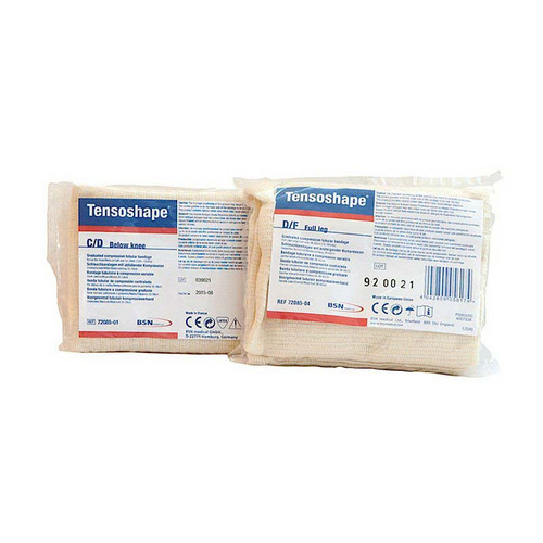 MON1036756CS - BSN Medical - BSN Medical Elastic Tubular Support Bandage Tensoshape&reg; 12-1/2 Inch X 14 Foot Below Knee Pull On Tan NonSterile Small Size B / C Standard Compression